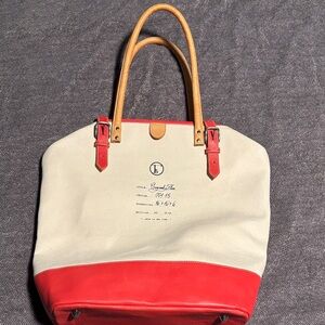 Original Flea Red and Tan Canvas Tote Bag Made in New York 20 out of 100